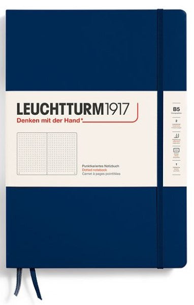 LEUCHTTURM1917 Notebook Composition (B5) Dotted Hard Cover Notebook - Navy - Blesket Canada