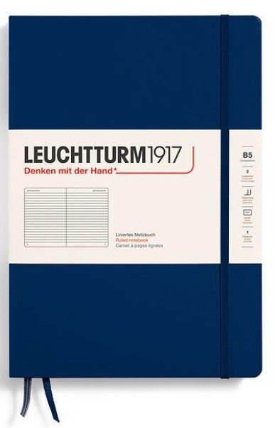 LEUCHTTURM1917 Notebook Composition (B5) Ruled Hard Cover Notebook - Navy - Blesket Canada