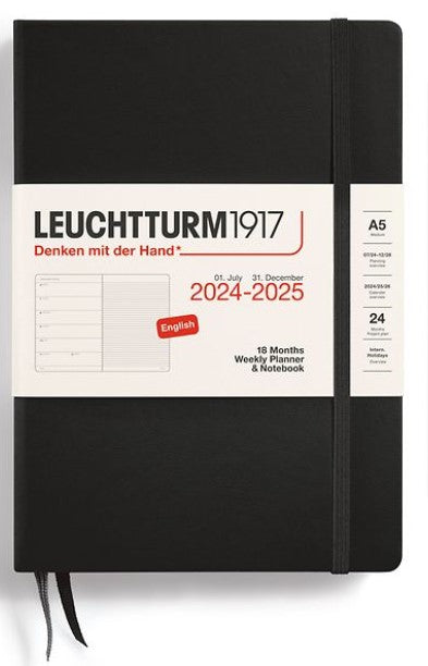 LEUCHTTURM1917 18 Months Weekly Planner & Notebook July 2024- December 2025 Medium(A5) Hardcover - Black - Blesket Canada