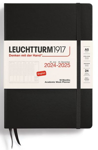 LEUCHTTURM1917 18-Months Academic Week Planner 2025 (A5) - Black - Blesket Canada