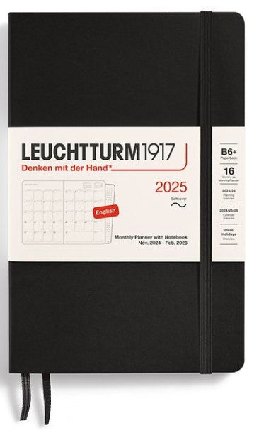 LEUCHTTURM1917 Monthly Planner & Notebook Paperback (B6+) 2025 - Black - Blesket Canada