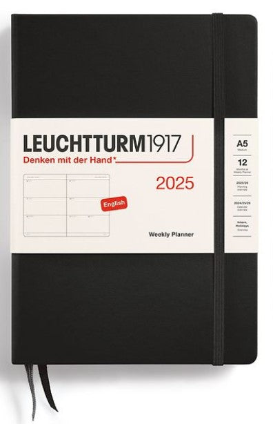 LEUCHTTURM1917 Weekly Planner 2025 Hardcover Medium (A5) - Black - Blesket Canada