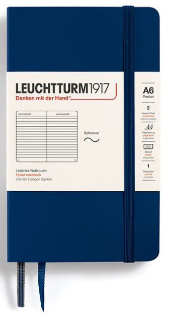 LEUCHTTURM1917 Softcover Pocket Notebook A6 Ruled, Navy - Blesket Canada