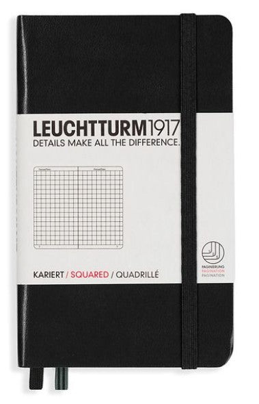 LEUCHTTURM1917 Pocket Notebook (A6) Hardcover Squared - Black - Blesket Canada