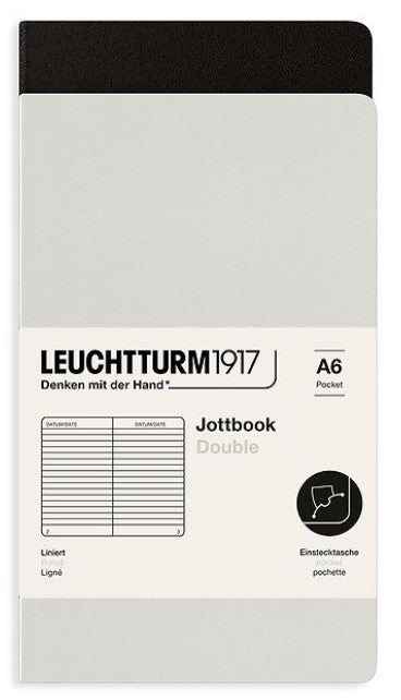 LEUCHTTURM1917 Softcover Pocket Jottbook Double A6 Squared, Light Grey/Black - Blesket Canada