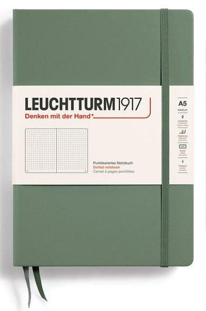 LEUCHTTURM1917 Hardcover Medium Notebook A5 Dotted - Olive - Blesket Canada