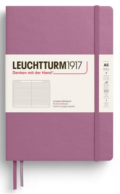 LEUCHTTURM1917 Medium (A5) Hardcover Notebook Ruled - Dusty Rose - Blesket Canada