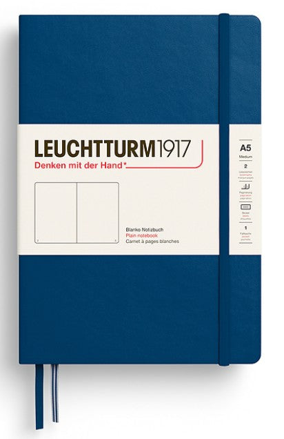 LEUCHTTURM1917 Hardcover Medium Notebook A5 Plain - Indigo - Blesket Canada