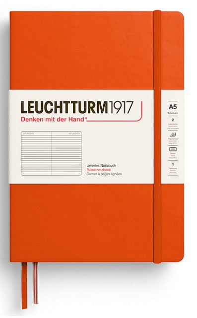 LEUCHTTURM1917 Hardcover Medium Notebook A5 Ruled - Pumpkin - Blesket Canada