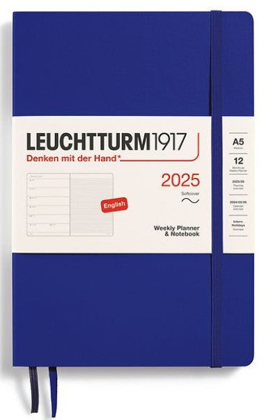 LEUCHTTURM1917 Weekly Planner & Notebook 2025 Medium(A5) Softcover - Ink (Blue) - Blesket Canada