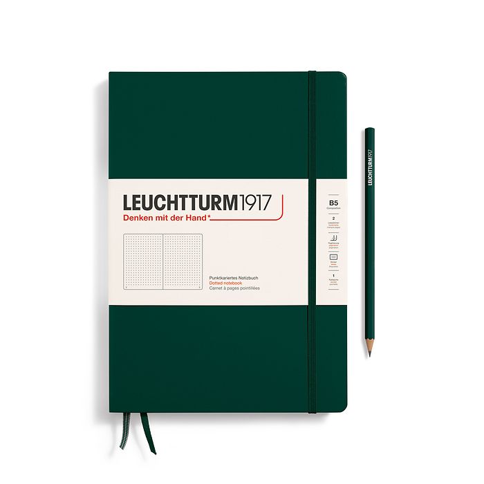 LEUCHTTURM1917 Notebook Composition (B5) Dotted Hard Cover Notebook - Forest Green - Blesket Canada