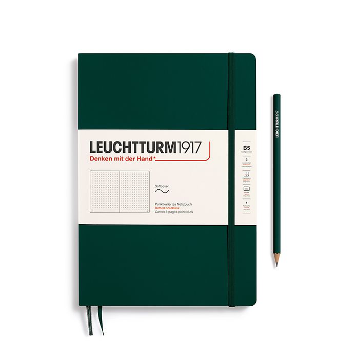 LEUCHTTURM1917 Softcover Composition (B5), Dotted Notebook, 123 pages - Forest Green - Blesket Canada