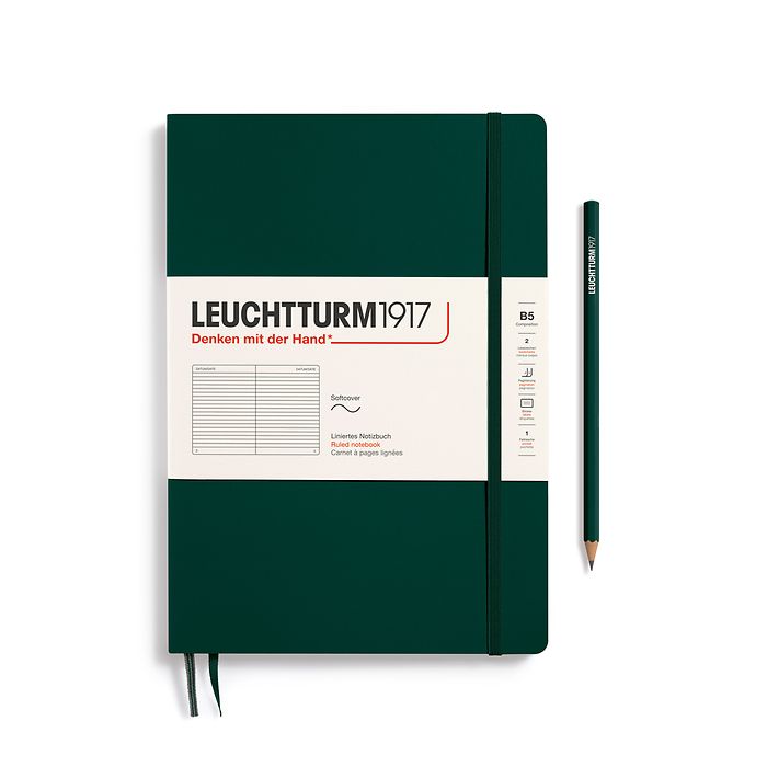 LEUCHTTURM1917 Softcover Composition (B5), Ruled Notebook, 123 pages - Forest Green - Blesket Canada