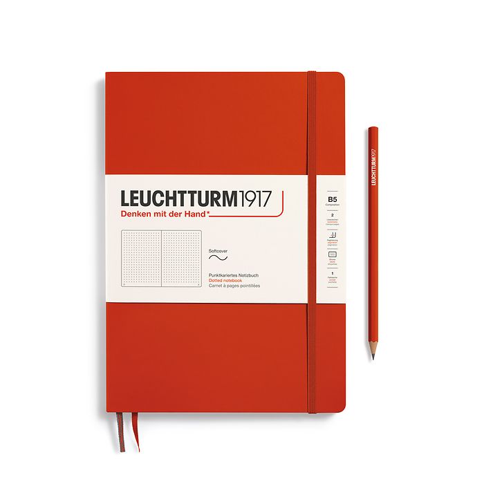 LEUCHTTURM1917 Softcover Composition (B5), Dotted Notebook, 123 pages - Fox Red - Blesket Canada