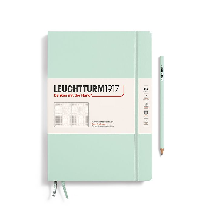 LEUCHTTURM1917 Notebook Composition (B5) Dotted Hard Cover Notebook - Mint Green - Blesket Canada