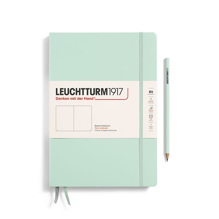 LEUCHTTURM1917 Notebook Composition (B5) Plain Hard Cover Notebook - Mint Green - Blesket Canada