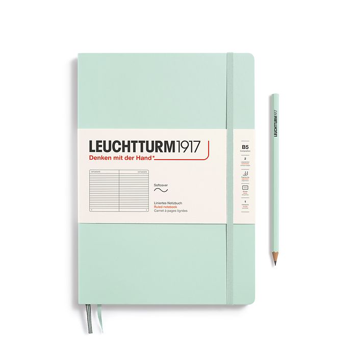 LEUCHTTURM1917 Softcover Composition (B5), Ruled Notebook, 123 pages - Mint Green - Blesket Canada