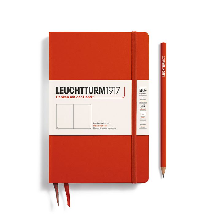 LEUCHTTURM1917 Hardcover Paperback (B6+) Plain - Fox Red - Blesket Canada