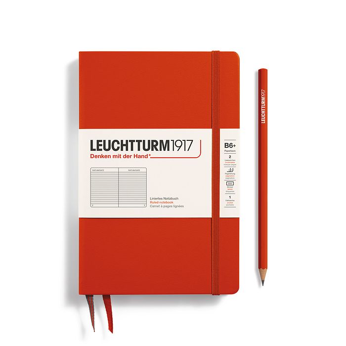 LEUCHTTURM1917 Hardcover Paperback (B6+) Ruled - Fox Red - Blesket Canada