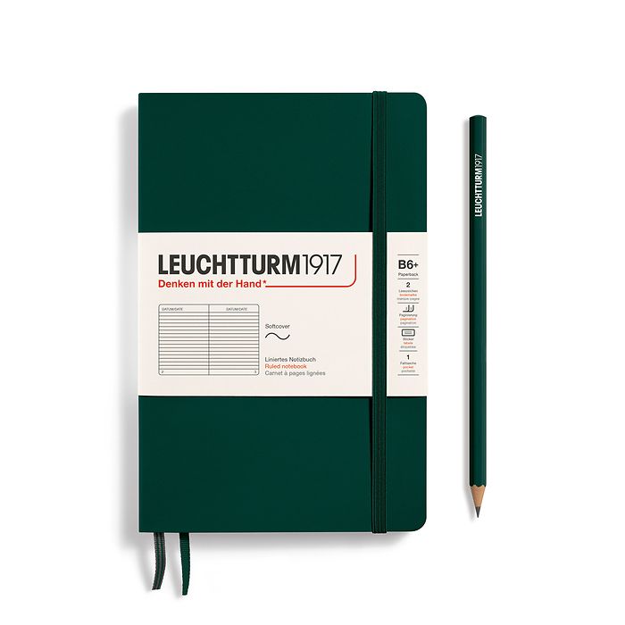 LEUCHTTURM1917 Softcover Classic Notebook (B6+) Ruled - Forest Green - Blesket Canada