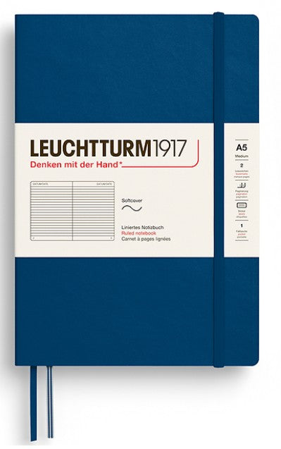 LEUCHTTURM1917 Softcover Medium Notebook A5 Ruled - Indigo - Blesket Canada