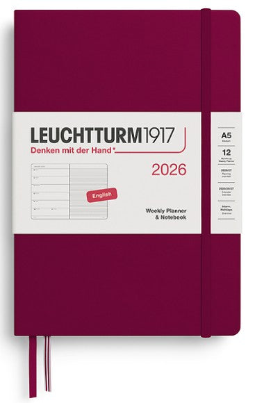 Leuchtturm Weekly Planner & Notebook Medium (A5) 2026 - Port Red - Blesket Canada