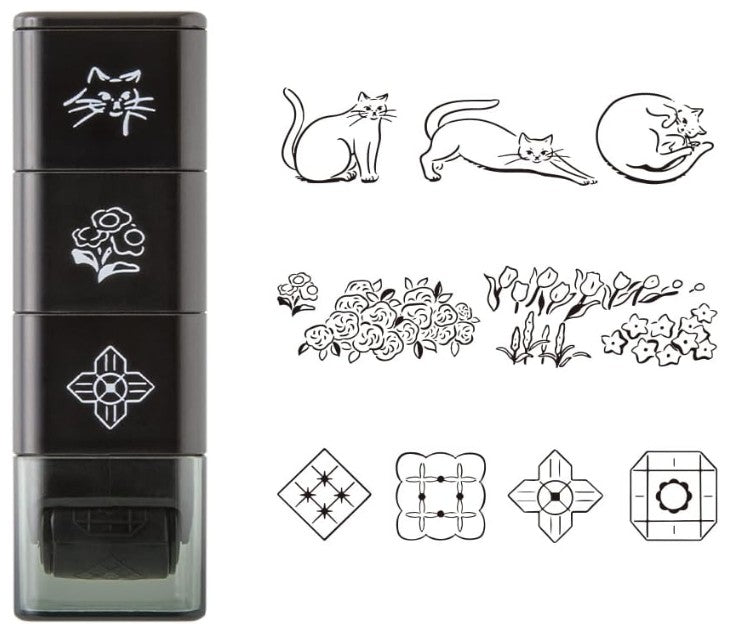 Midori paintable Stamp Roller - Cat & Landscape - Blesket Canada