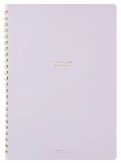 Midori Ring Notebook Color Dot Grid - A5 - Purple - Blesket Canada