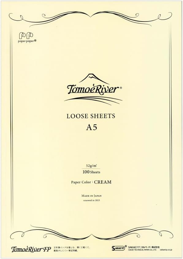 Midori Sanzen Tomoe River FP-A5 Loose Sheets - Cream 52gsm (100 Sheets) - Blesket Canada