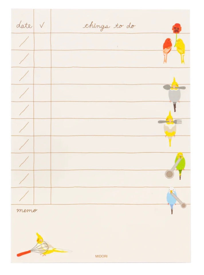 Midori To Do Memo Pad Dried Bird - Blesket Canada
