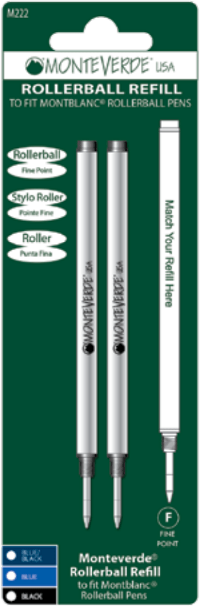Monteverde USA Rollerball Refills  to fit Montblanc Pens- Fine (2 pcs) - Blesket Canada