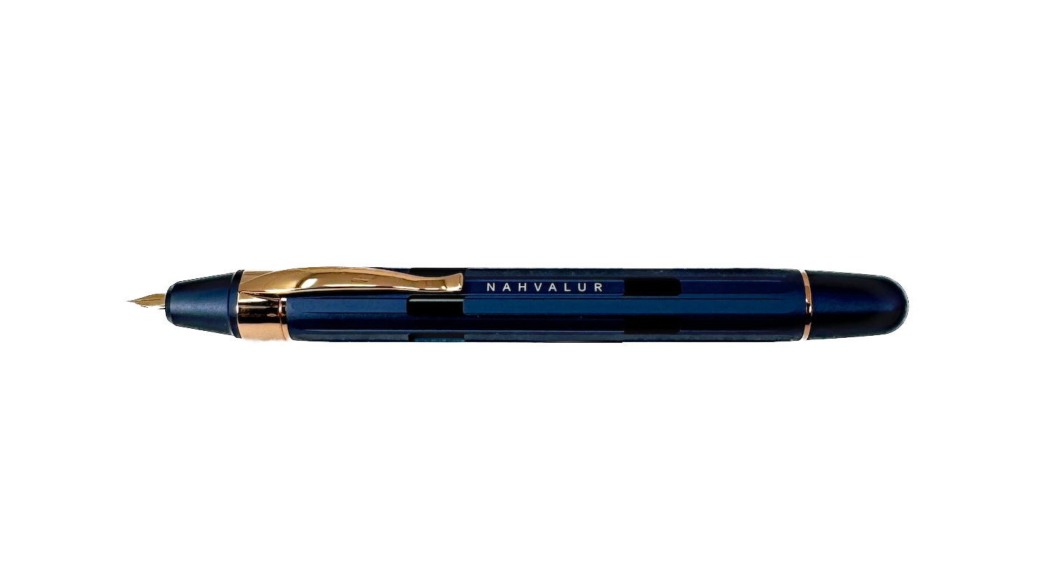 Nahvalur (Narwhal) Eclipse Cobalt Rose Gold Fountain Pen - Blesket Canada