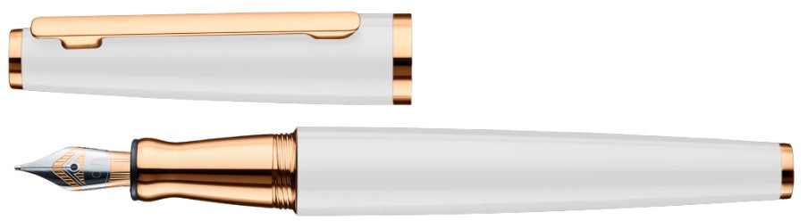 Faber-Castell Ottohutt Design06 Fountain Pen – Shiny White with Rosegold Trim - Blesket Canada