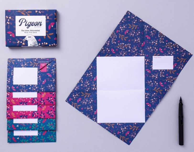 Winter Berries Pigeon – Folding Letter Set, Pack of 6 - Blesket Canada