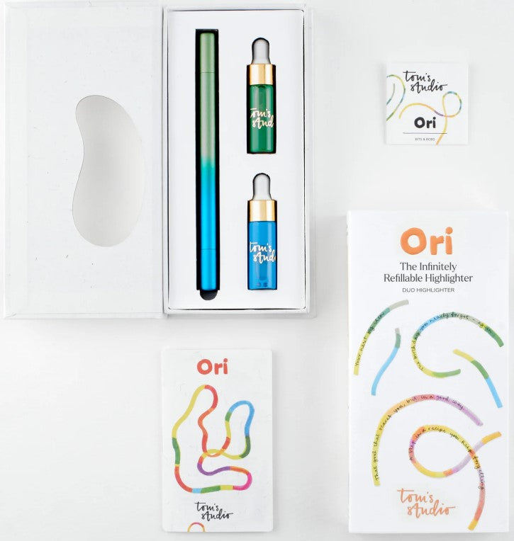 Tom's Studio Ori Refillable Highlighter - Blue Green - Blesket Canada
