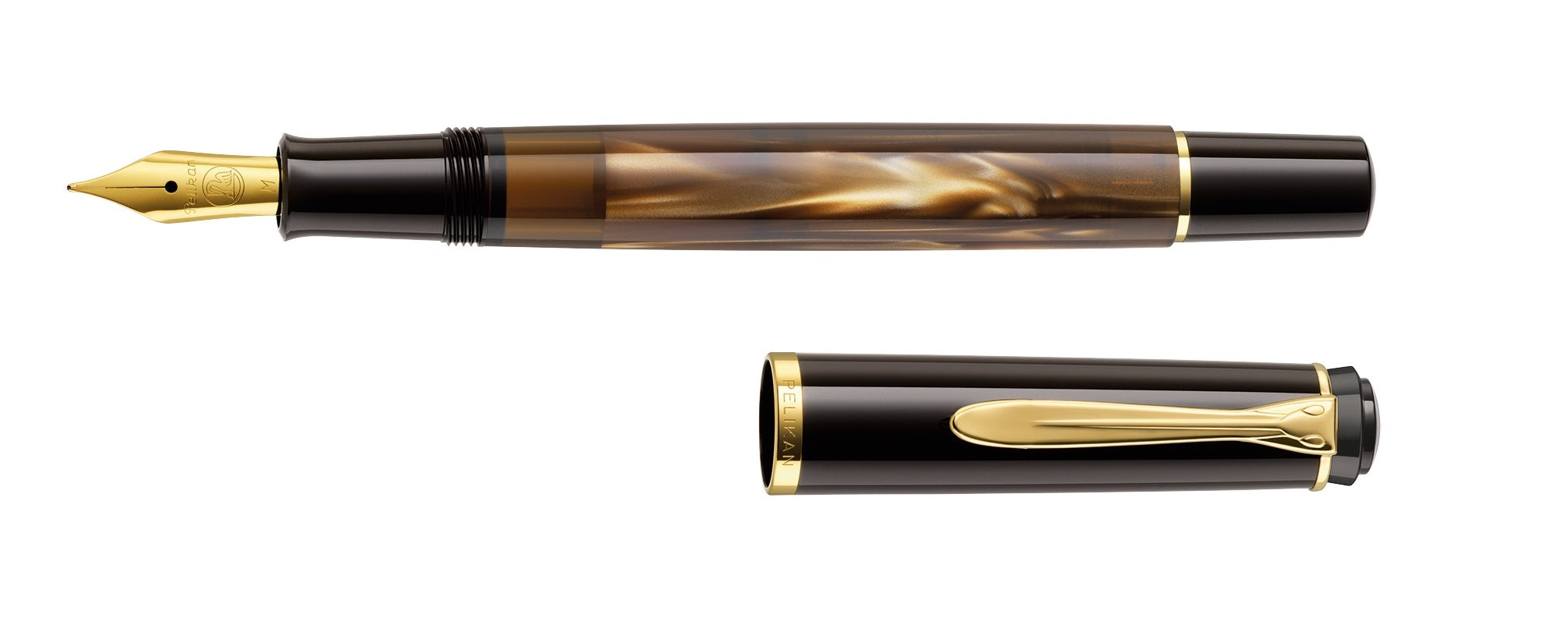 Pelikan M200 Classic Brown Marble Brown 24kt Gold Plated - Blesket Canada