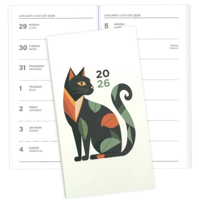 Pierre Belvedere Annual Agenda 2026 Mini - Geometric Cat - Blesket Canada