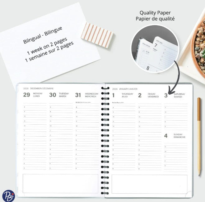 Pierre Belvedere Annual Agenda 2026 - Hummingbird and Flowers - Blesket Canada