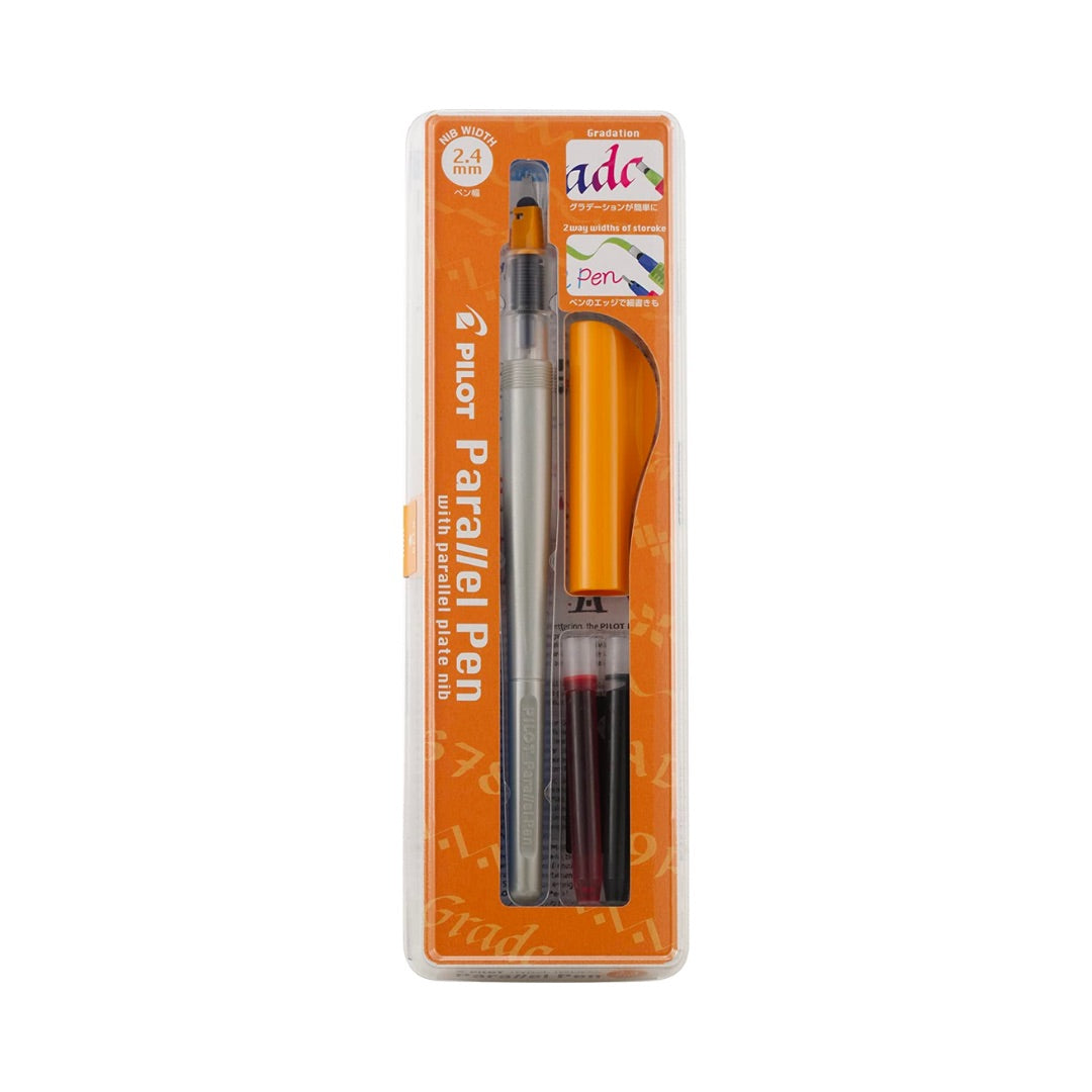 Pilot Parallel Pen Orange with Parallel plate nib 2.4mm + 2 Cartridges