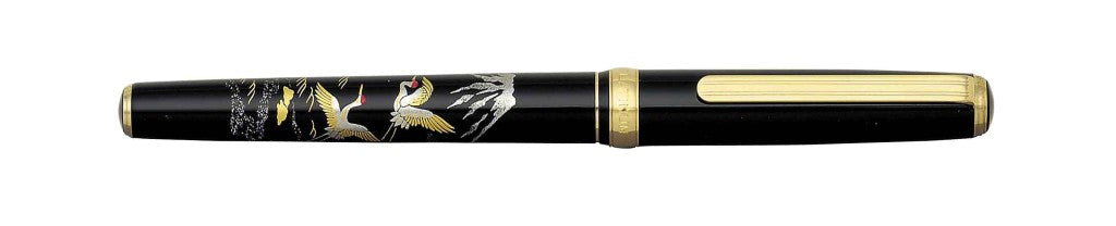 Platinum Vicoh Modern Pen Maki-e Crane & Mt. Fuji 18kt - Blesket Canada