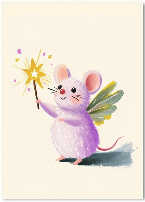 Only Happy Things Stationery Postcard - Cute Fairy Mouse - Blesket Canada