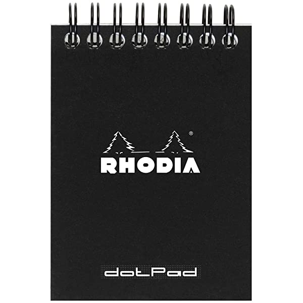 Rhodia wirebound Notepad Dotted A6 Size #13 Black - Blesket Canada