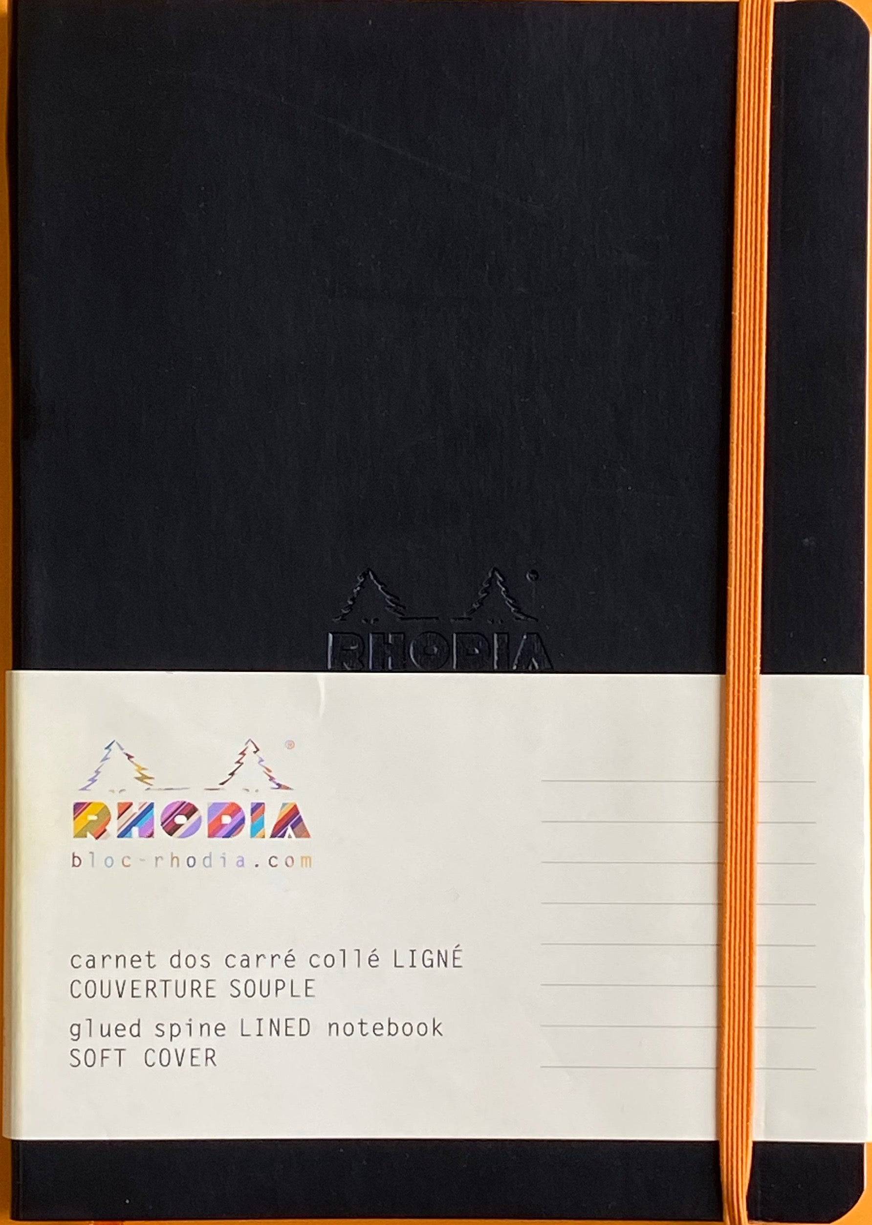 Rhodiarama Softback Notebook Lined Black - Blesket Canada