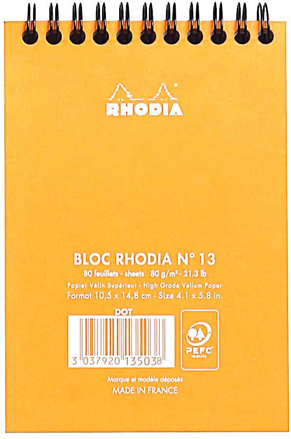 Rhodia Wirebound Notepad Dotted A6 Size #13 Orange - Blesket Canada