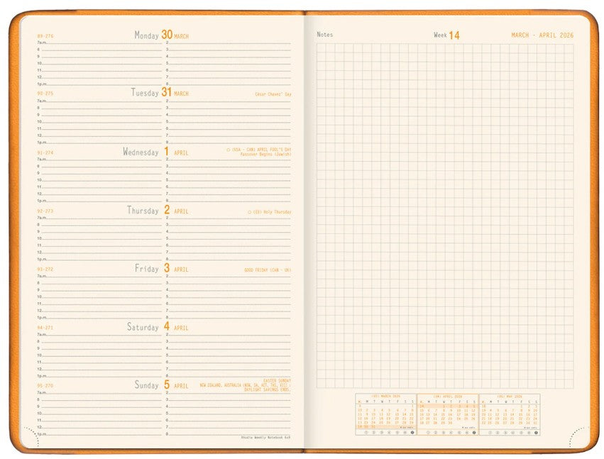 Rhodia 2027 14-Month Weekly Planner Horizontal Grid A6 – Sapphire - Blesket Canada