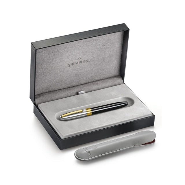 Sheaffer Legacy 9065 Glossy Black & Chrome Fountain Pen – 14K PVD Gold-Plated Inlaid Nib - Blesket Canada