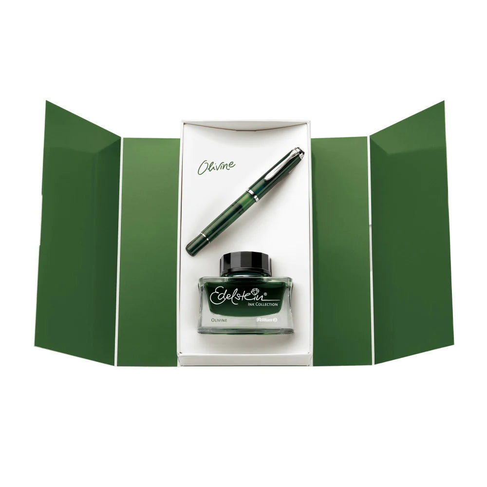 Pelikan Classic M205 Special Edition Fountain Pen Set With Edelstein Ink - Olivine - Blesket Canada