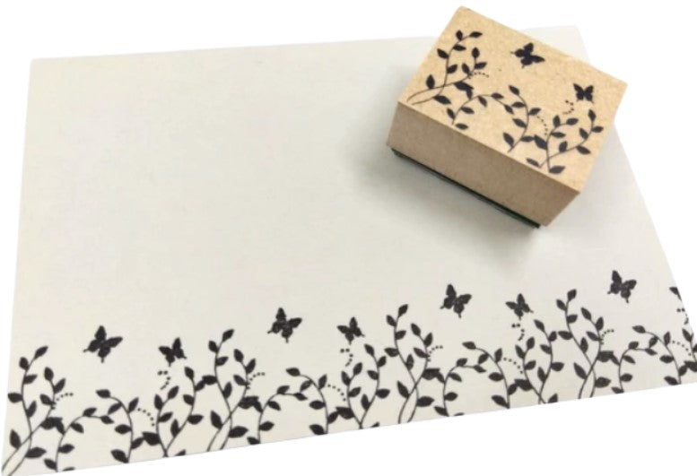 SANBY RM Illustration Rubber Stamp – Grass + Butterfly - Blesket Canada