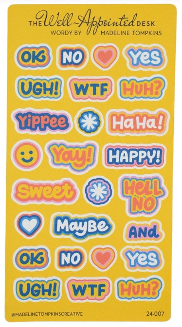 The Well-Appointed Desk Wordy Sticker Sheet (24-007) - Blesket Canada