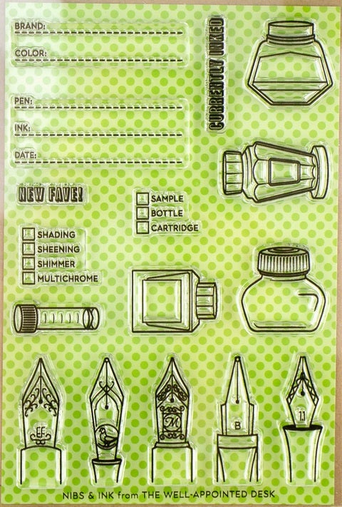 The Well-Appointed Desk Nibs and Ink Clear Stamp Set - Blesket Canada